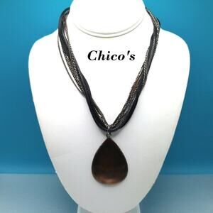 Chico's Multistrand Pendant Necklace, Copper End Caps, 20 Inches